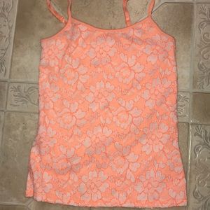 🔥Like New🔥 Girls orange floral lace tank